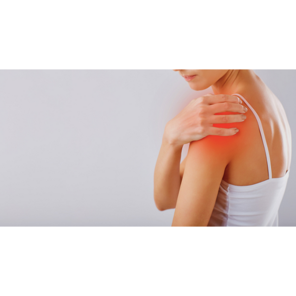 woman holding left shoulder due to chronic pain